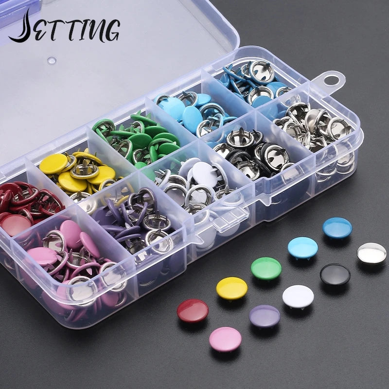 "Metal Sewing Button and Snap Button Kit with Handy Plier Tool for Fashion Crafting"