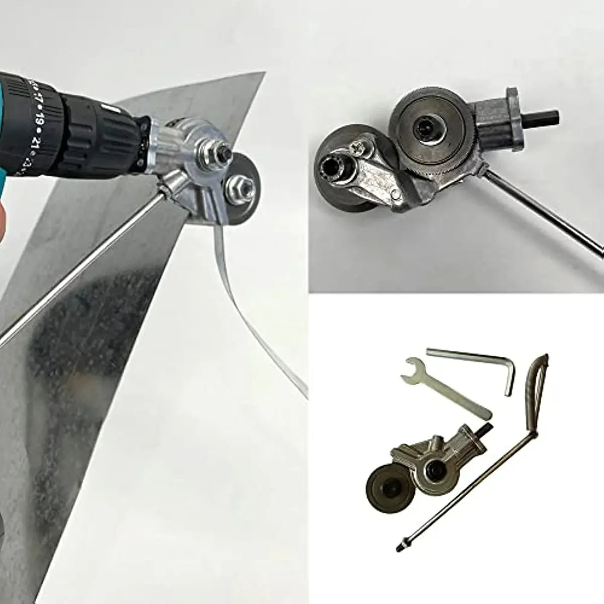 "Double Headed Electric Metal Cutter Attachment for Drills - Cut Plates with Ease!"