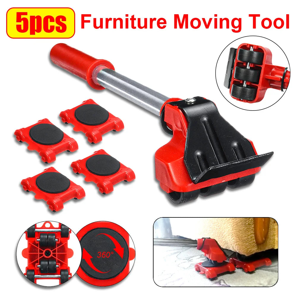 Ultimate Heavy Duty Furniture Lifter and Mover Set with Wheel Bar Moving Device