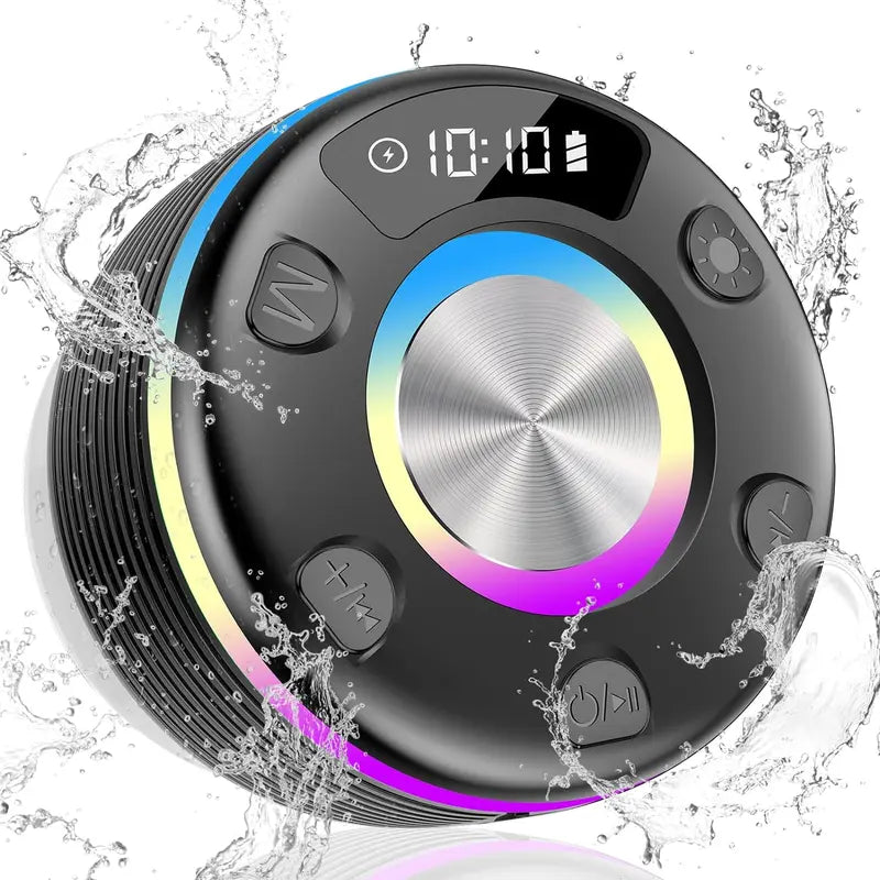 Portable Bluetooth Speaker with 360°HD Sound, Ipx7 Waterproof, Stereo Sound, 24H Playtime, Rgb Lights, Dual Pairing, Bluetooth 5.3, FM Radio - Ideal for Kayak, Beach, Travel, Party, Shower, Outdoor, Gifts