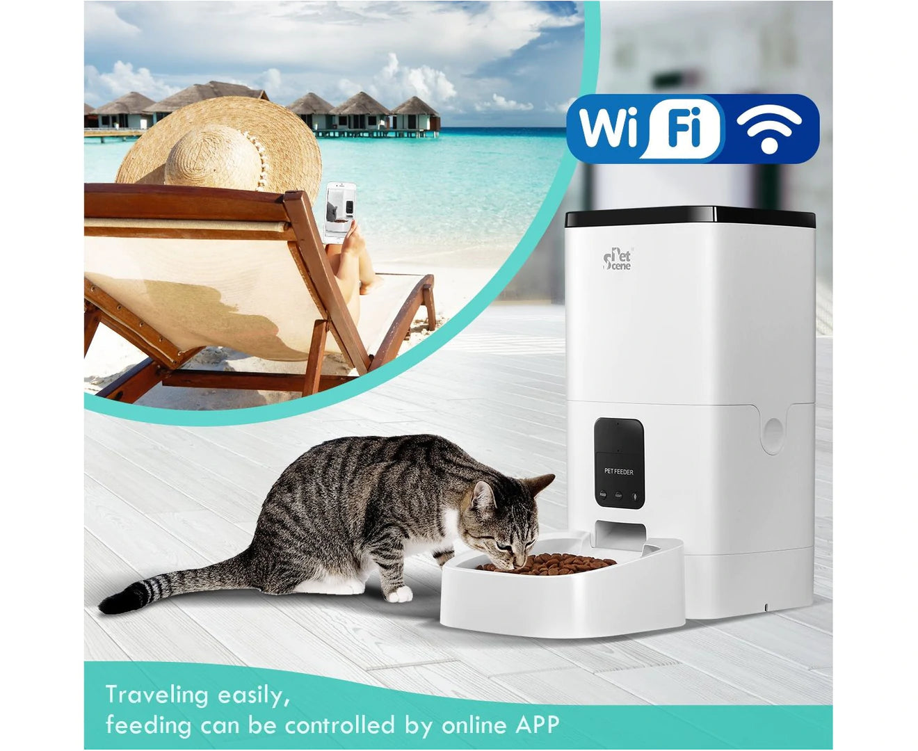 "Smart Petscene 6L Wi-Fi Enabled Automatic Pet Feeder with App Control"