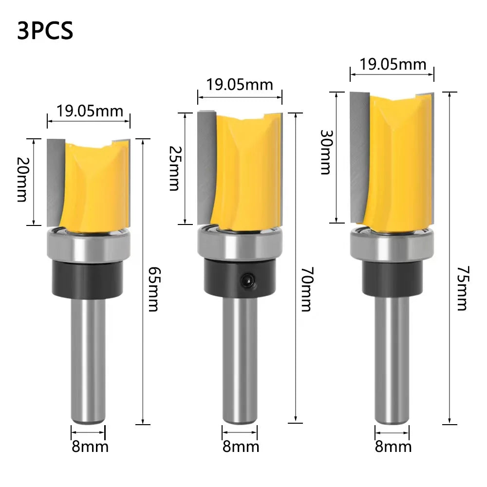 "Premium Set of Flush Trim Router Bits for Precision Woodworking"