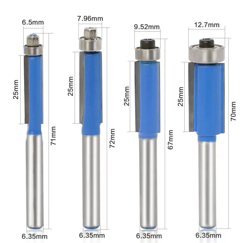 "Premium Set of Flush Trim Router Bits for Precision Woodworking"