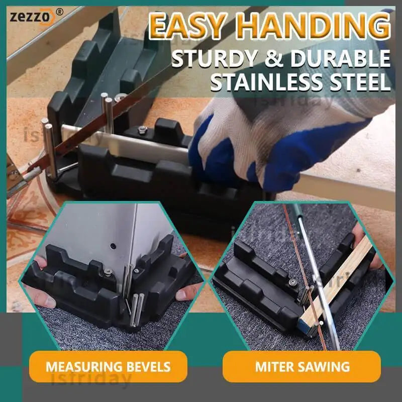 "MiterPerfect 2-in-1 Bevel Gauge and Miter Box: Measure, Cut, and Saw with Precision!"