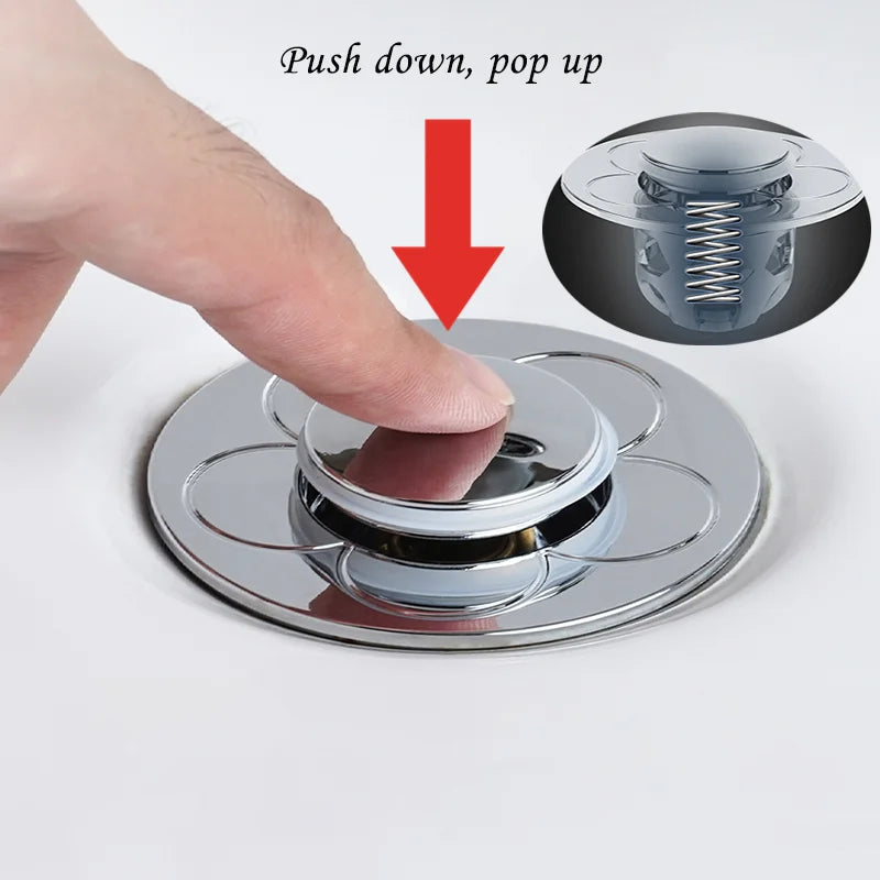 "Universal Pop-Up Sink Stopper - Easy Bathroom Drain Plug Filter for Bathtub and Washbasin"