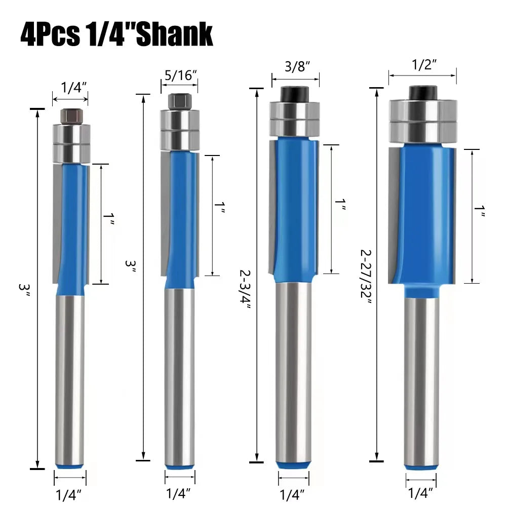 "Premium Set of Flush Trim Router Bits for Precision Woodworking"