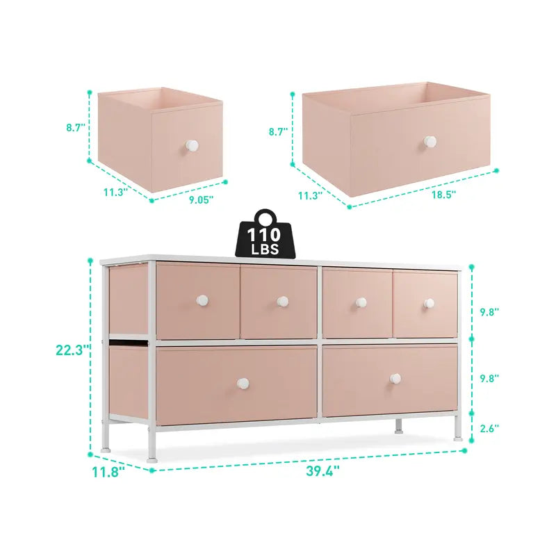 "Raybee Furniture 6-Drawer Dresser with High Space Utilization - Perfect for Closet, Living Room, or Playroom!"