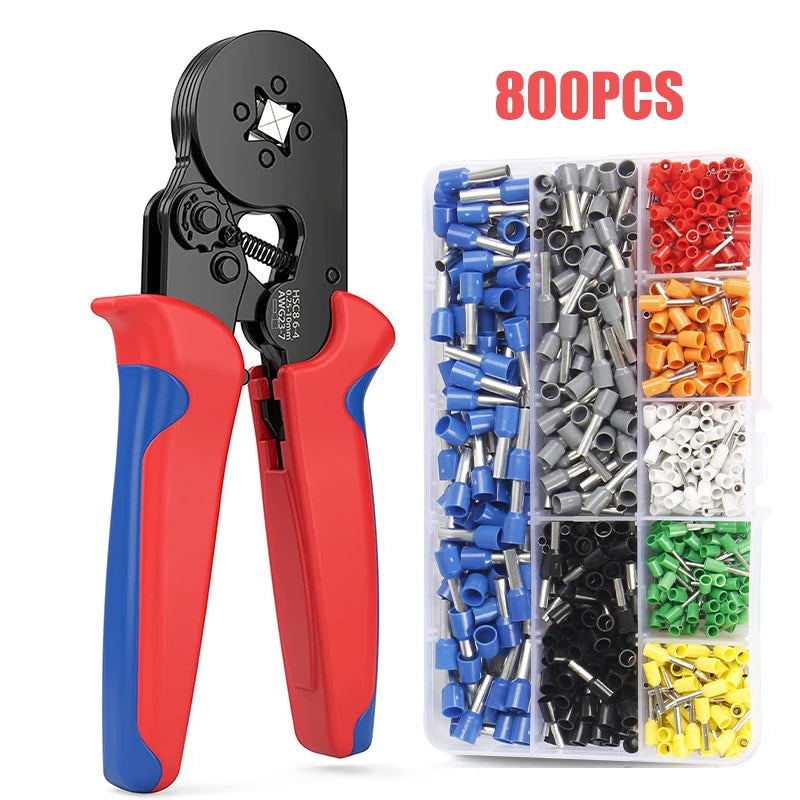 Ratchet Wire Crimping Tool Kit with Tubular Terminals Clamp