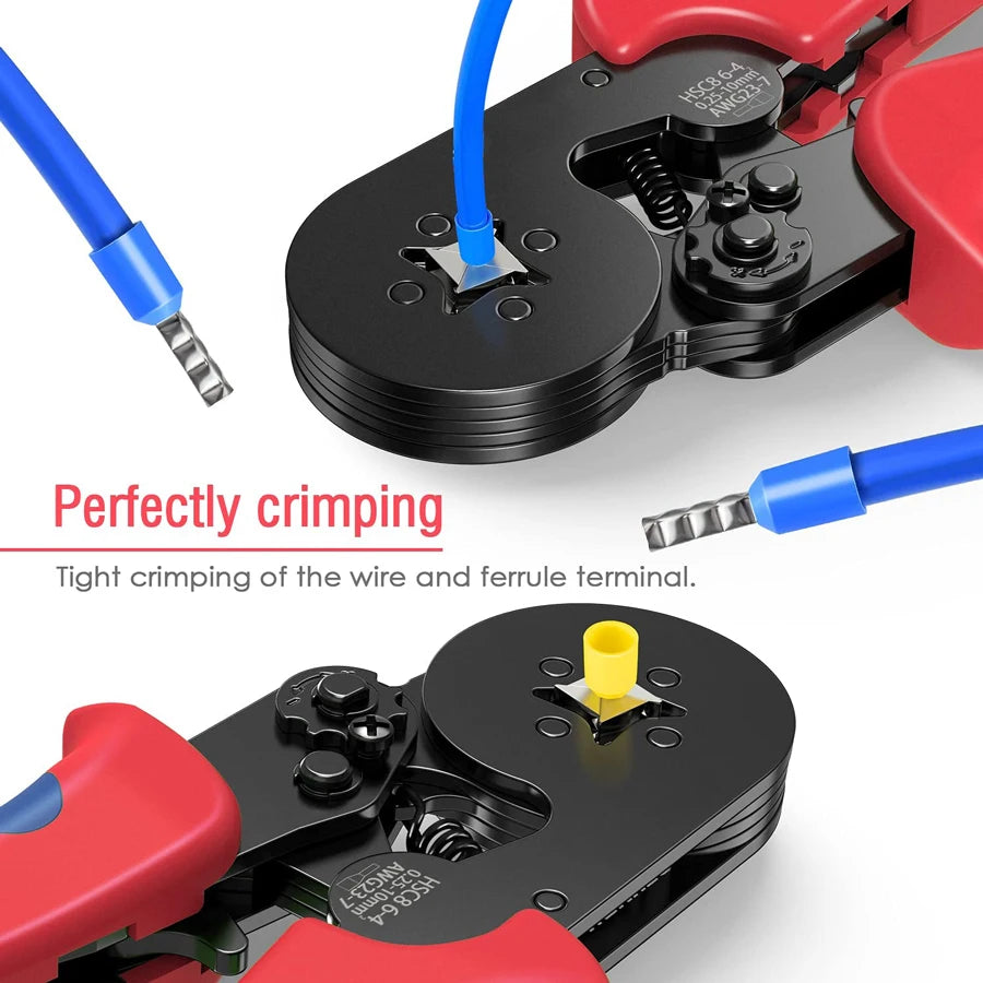 Ratchet Wire Crimping Tool Kit with Tubular Terminals Clamp