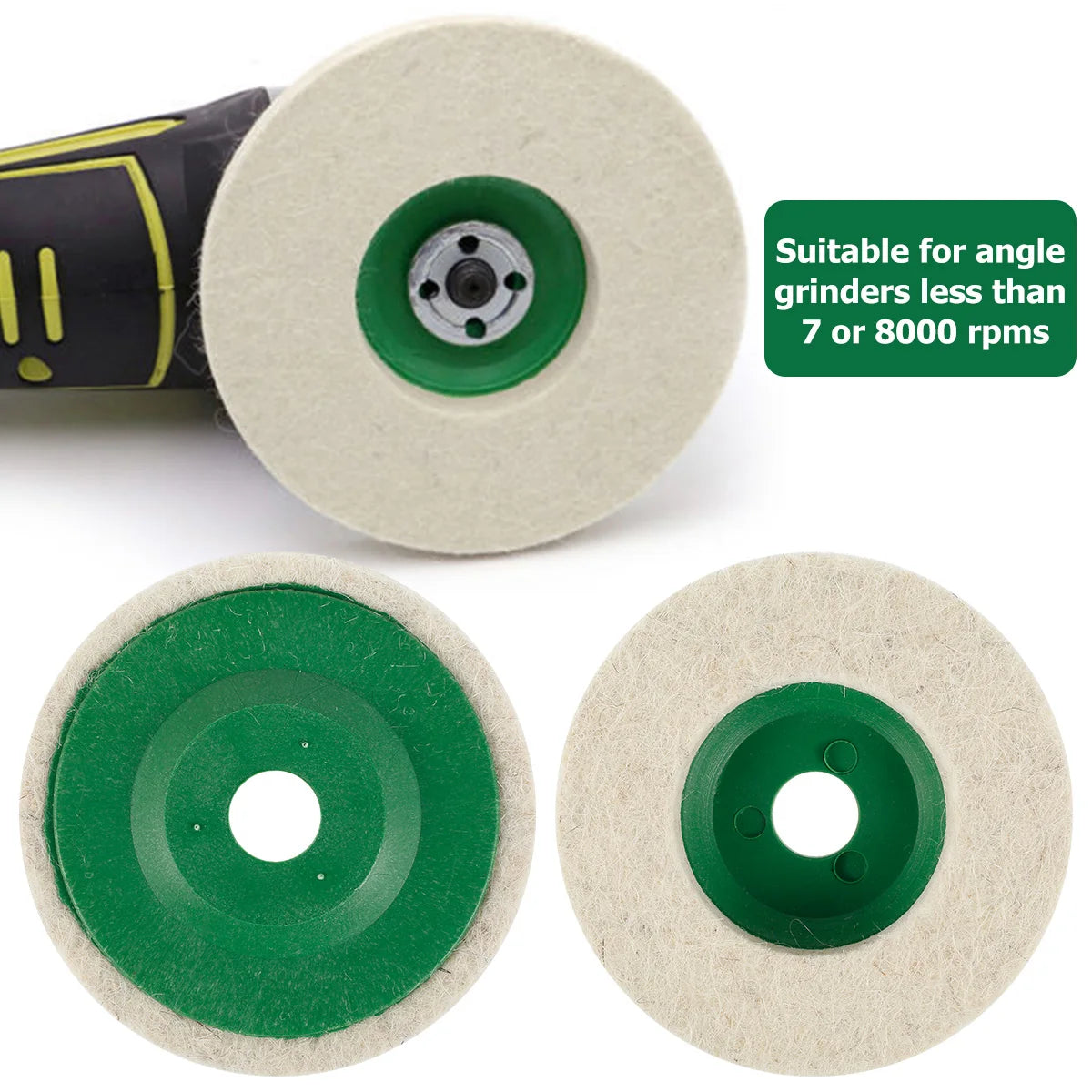 Wool Polishing Wheel Buffing Pads - Set of 10, Angle Grinder Accessories for Car Maintenance