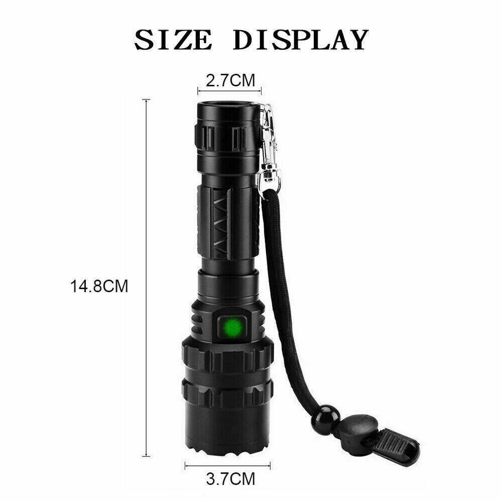 "Ultra-Bright XM-L2 Tactical Flashlight: 150000 Lumens, 5 Modes, Zoom Feature | Perfect for Hunting"