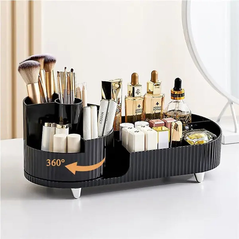 ``360° Rotating Makeup Organizer for Large Cosmetic Collection - Store Your Skincare, Brushes, and Lipsticks with Ease!``