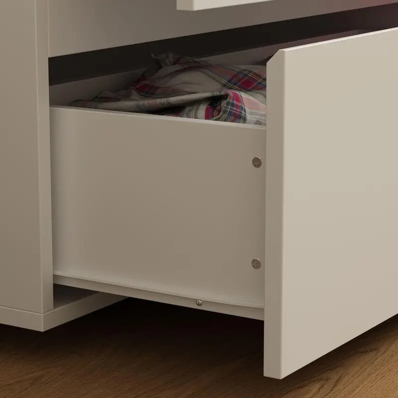 "Modern White 6-Drawer Chest with Wide Storage for Bedroom"