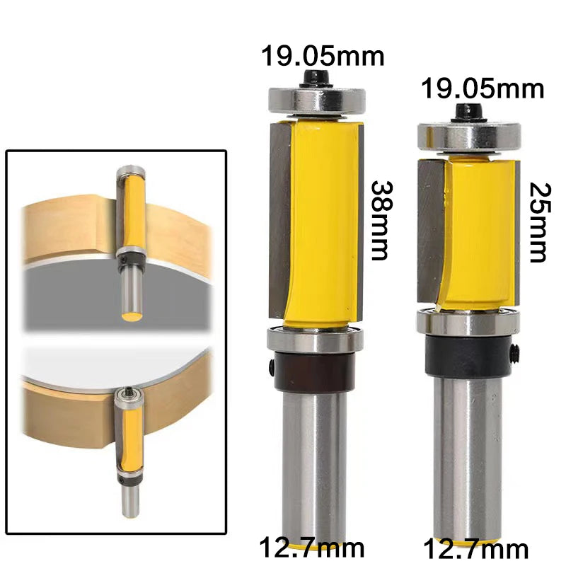 "Premium Set of Flush Trim Router Bits for Precision Woodworking"