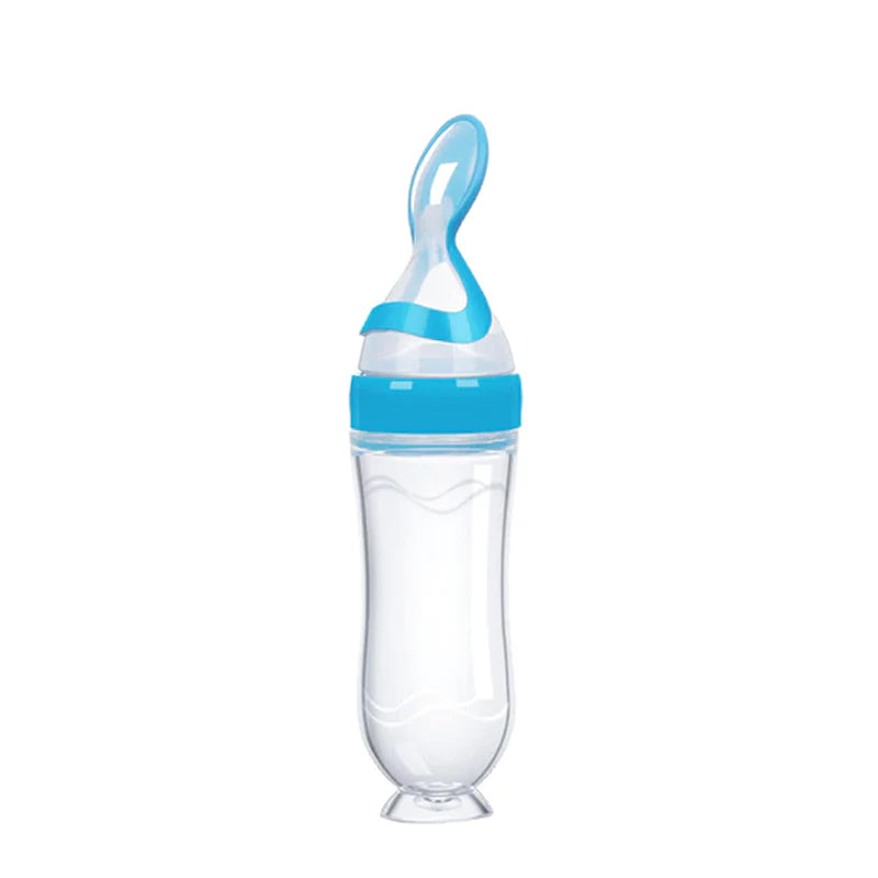 "Squeeze Feeding Bottle: Silicone Newborn Baby Rice Spoon & Cereal Food Feeder Set"