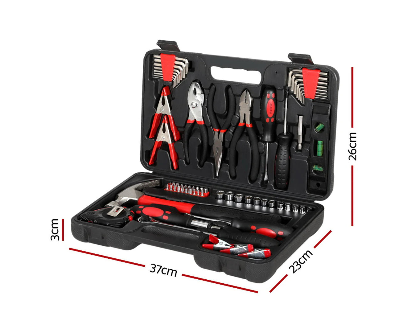 "70-Piece Household Toolbox Set with Durable Hard Case - Black"