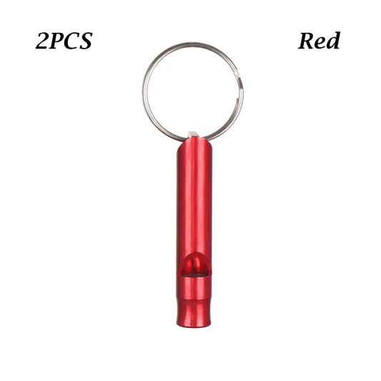 2Pcs Multifunction Aluminum Small Size Whistle Pendant Emergency Whistle with Keyring Outdoor Camping Hiking Survival Training