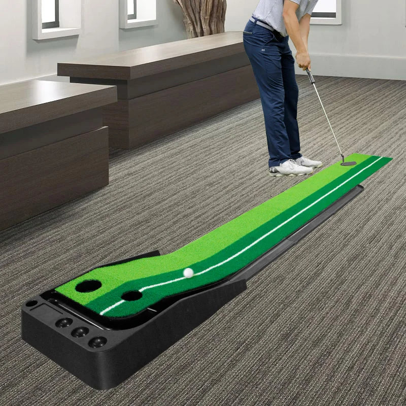 "Portable Indoor Golf Putting Green with Ball Return - Practice like a Pro at Home! Includes 2 Free Golf Balls"