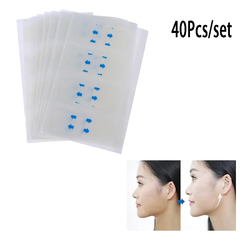 "40-Piece Invisible V Face Lift Tapes for Wrinkle Removal - Anti-Aging Patches for Facial Slimming and Neck Lift"