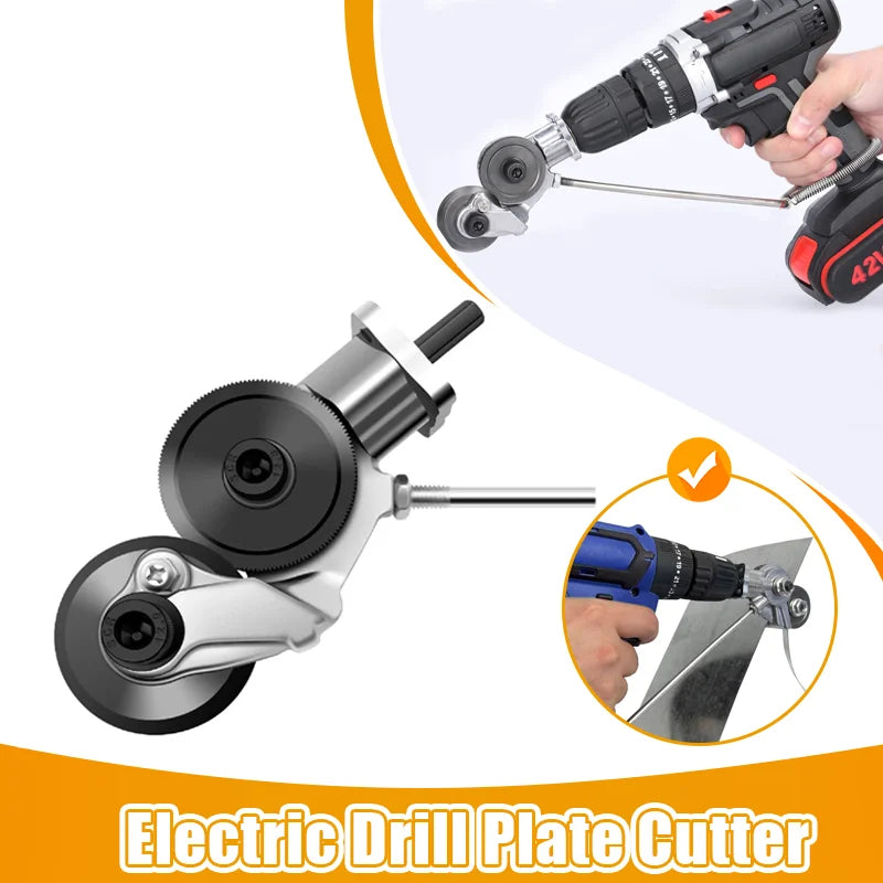 "Double Headed Electric Metal Cutter Attachment for Drills - Cut Plates with Ease!"