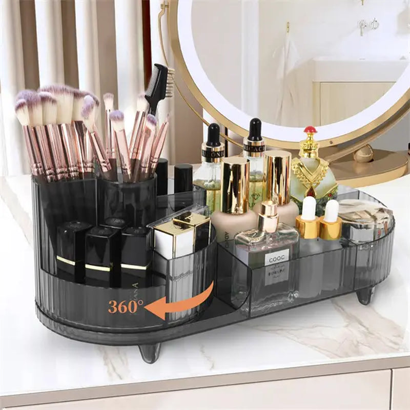 ``360° Rotating Makeup Organizer for Large Cosmetic Collection - Store Your Skincare, Brushes, and Lipsticks with Ease!``