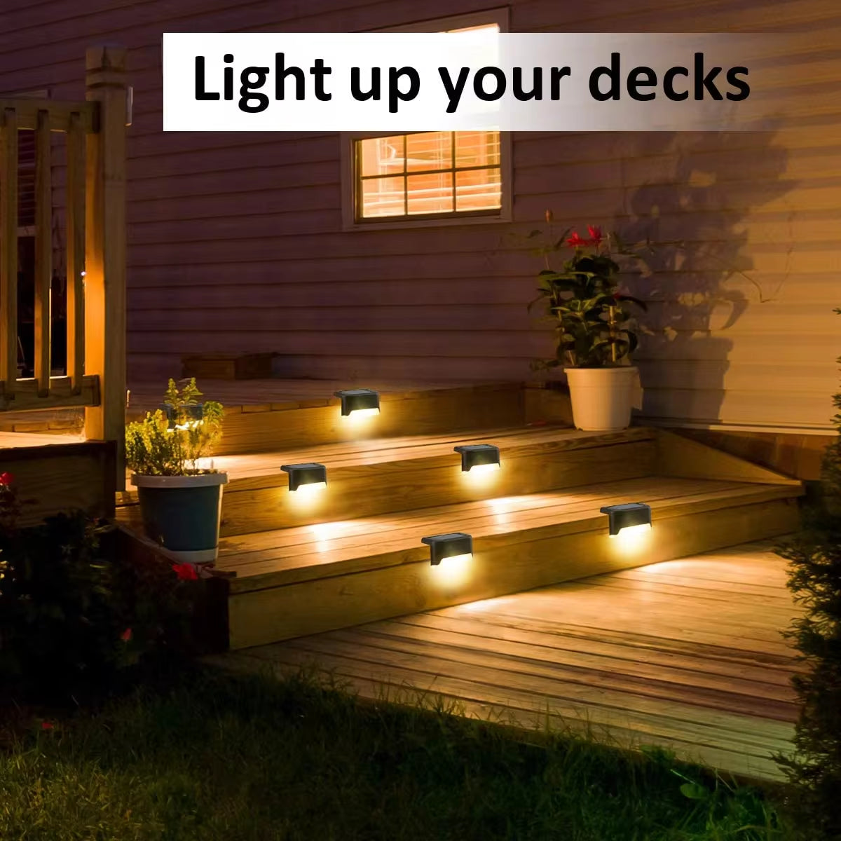 "Waterproof Solar LED Stair Lights for Garden, Patio, Yard - Outdoor Step Deck Lighting"