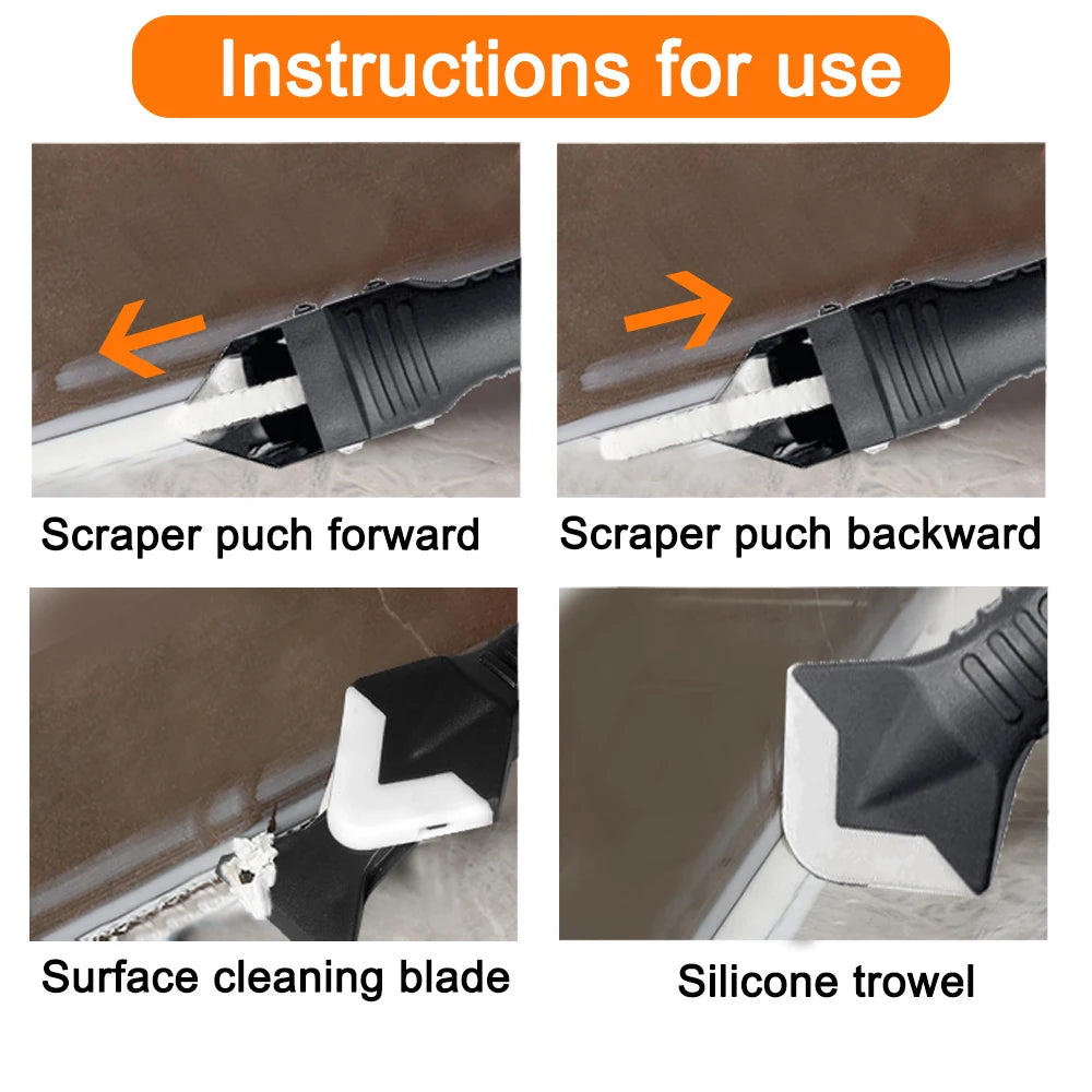 5-in-1 Silicone Caulking and Grout Tool Set for Smooth Finish and Mould Removal