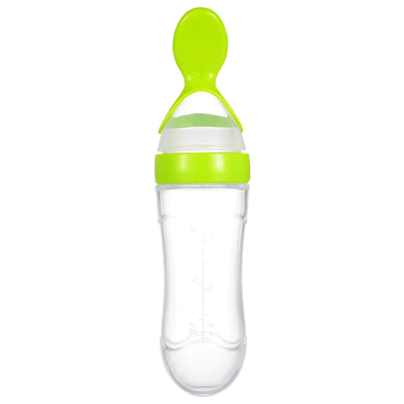 "Squeeze Feeding Bottle: Silicone Newborn Baby Rice Spoon & Cereal Food Feeder Set"