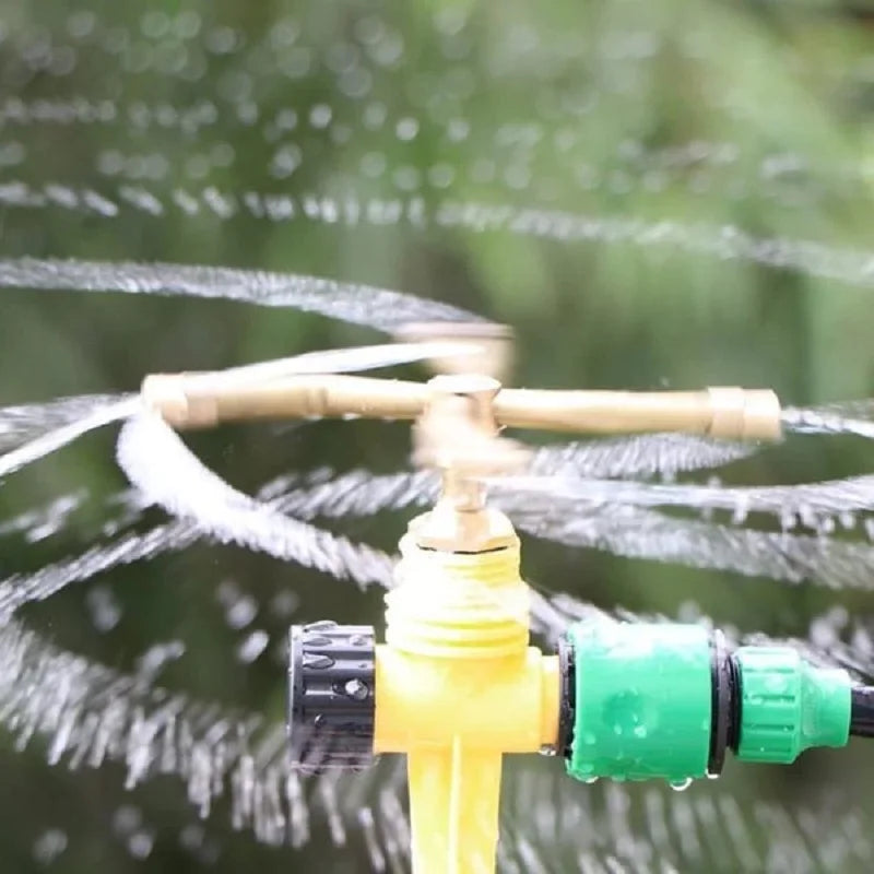 "360 Degree Auto-Rotating Garden Sprinkler with Brass Sprayer"