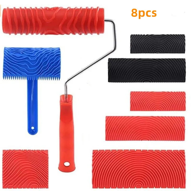 "Wood Graining Rubber Texture Roller Brush Set - 6 Piece Wall Painting Kit"