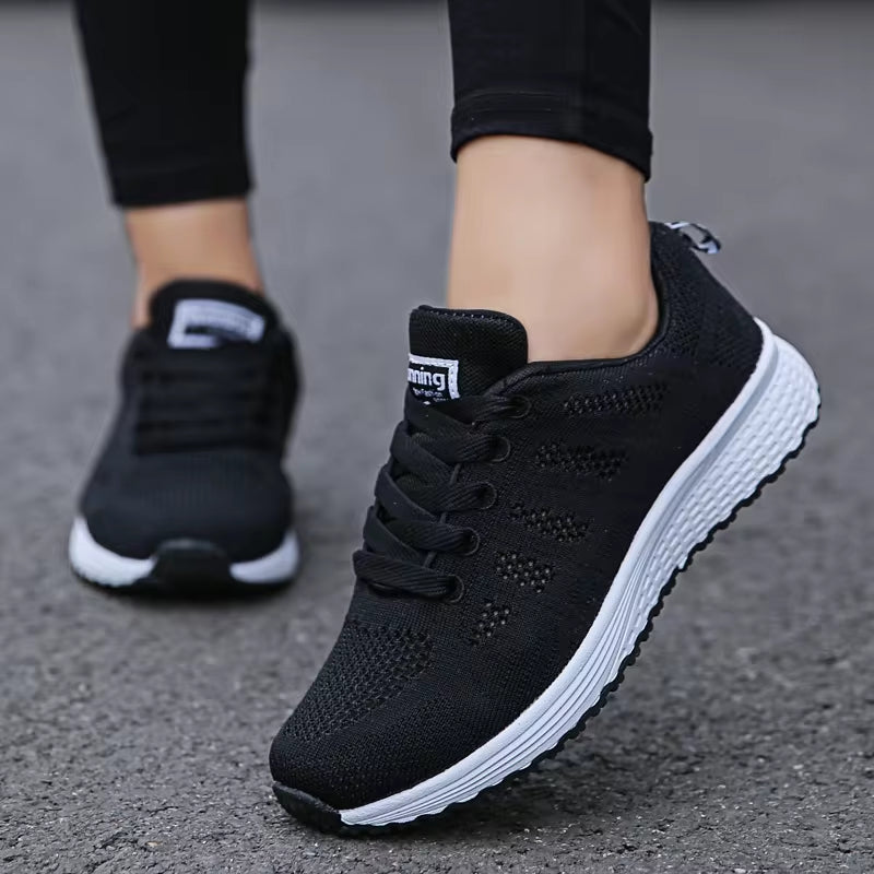 Fashionable Breathable Women's Casual Mesh Sneakers - White Vulcanized Gym Shoes