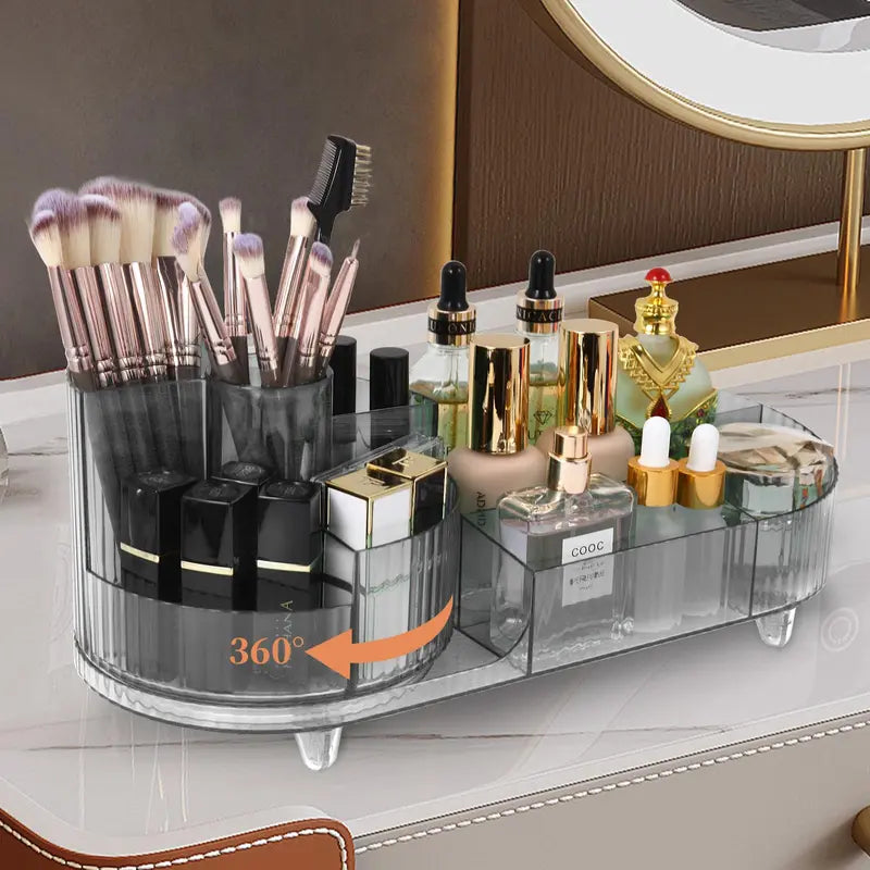 ``360° Rotating Makeup Organizer for Large Cosmetic Collection - Store Your Skincare, Brushes, and Lipsticks with Ease!``