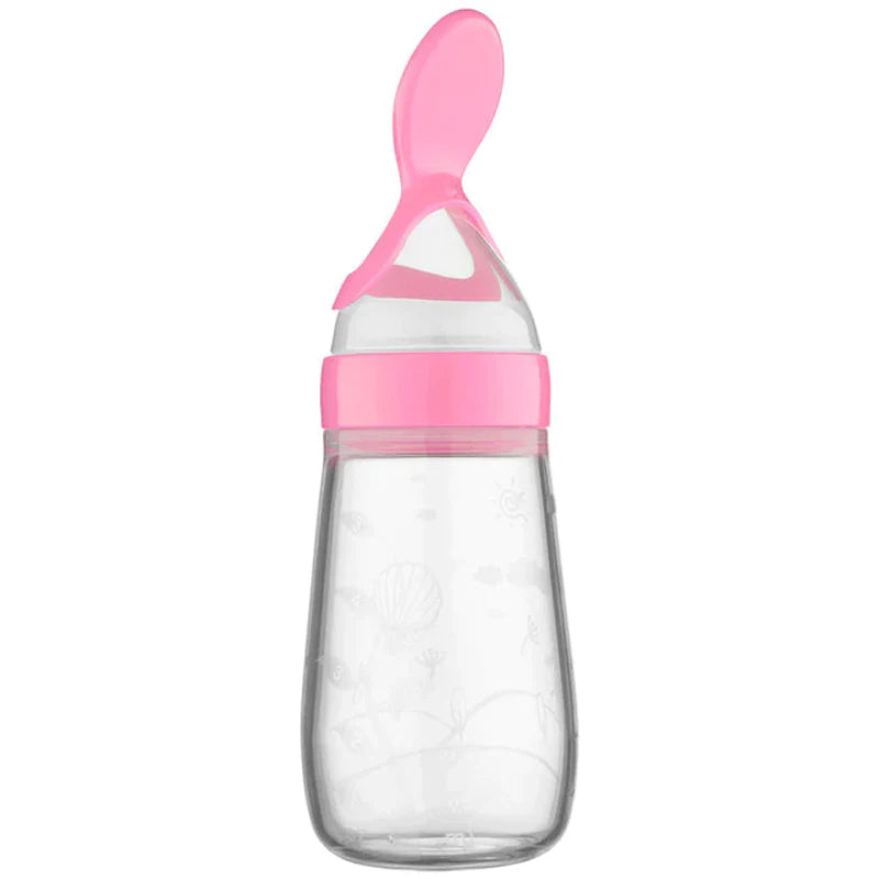 "Squeeze Feeding Bottle: Silicone Newborn Baby Rice Spoon & Cereal Food Feeder Set"