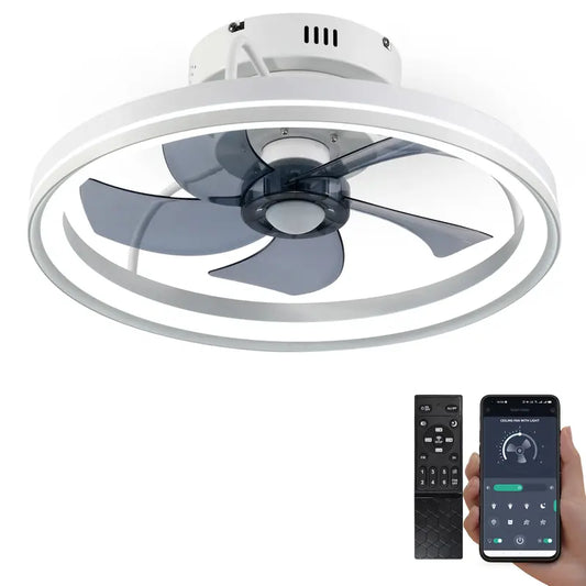 Modern Baysquirrel Ceiling Fan with Lights - LED Bladeless, Flush Mount, App & Remote Control