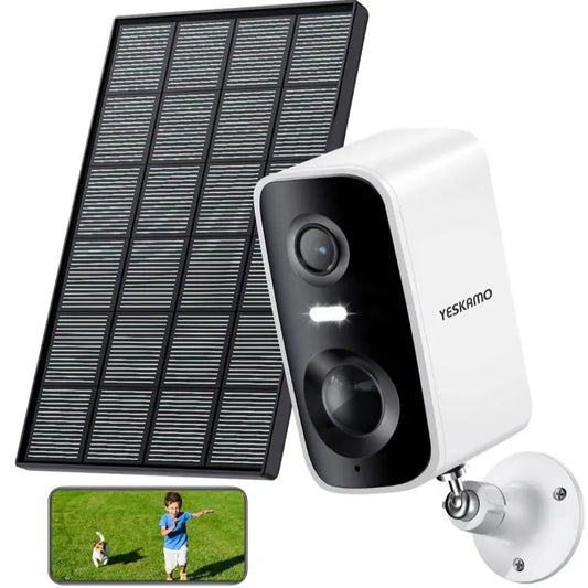 Wireless Solar Powered Indoor/Outdoor Security Camera with Color Night Vision and AI Detection