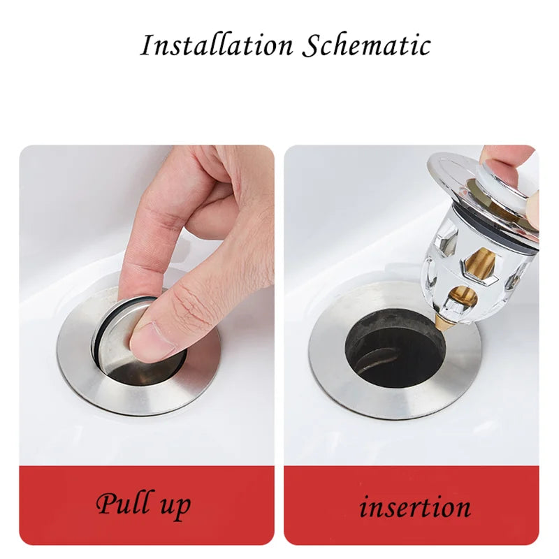 "Universal Pop-Up Sink Stopper - Easy Bathroom Drain Plug Filter for Bathtub and Washbasin"