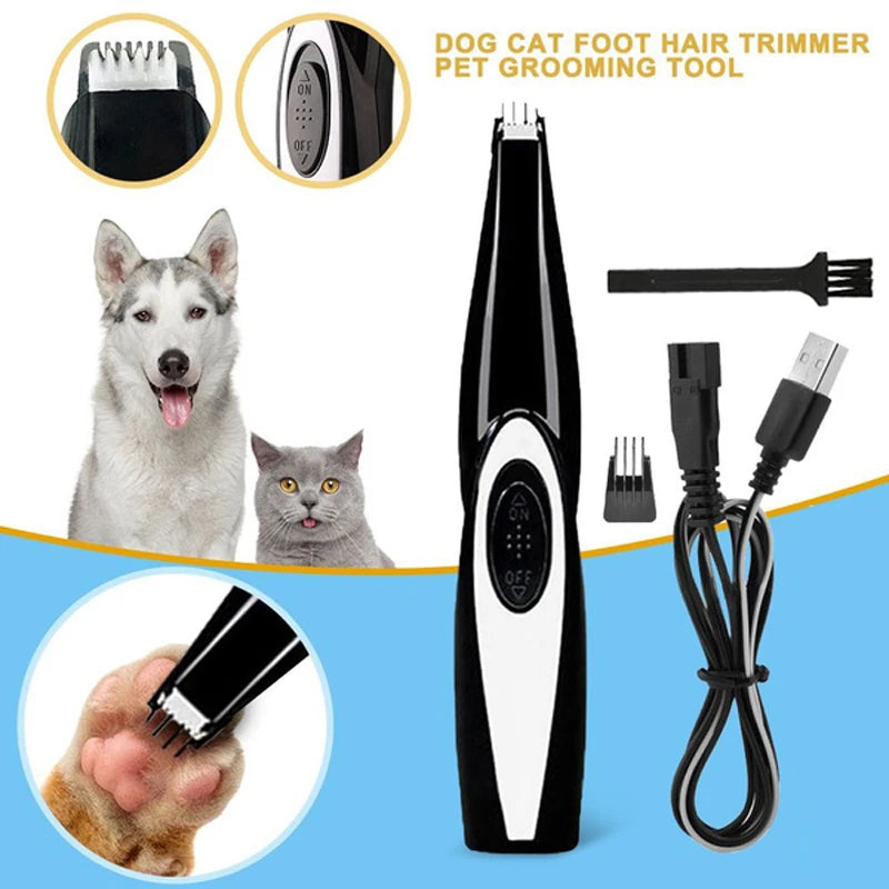 Professional Title: "Rechargeable Pet Grooming Kit for Dogs and Cats - Low Noise Electric Trimmer for Ears, Eyes, Paw, and Fur"