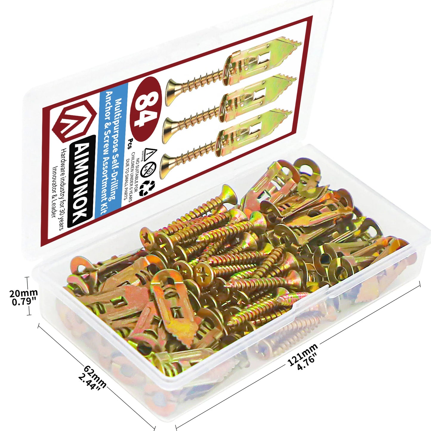 "84-Piece Self-Drilling Anchor and Screw Assortment Kit - Fasteners Tools for Easy and Safe Installation"