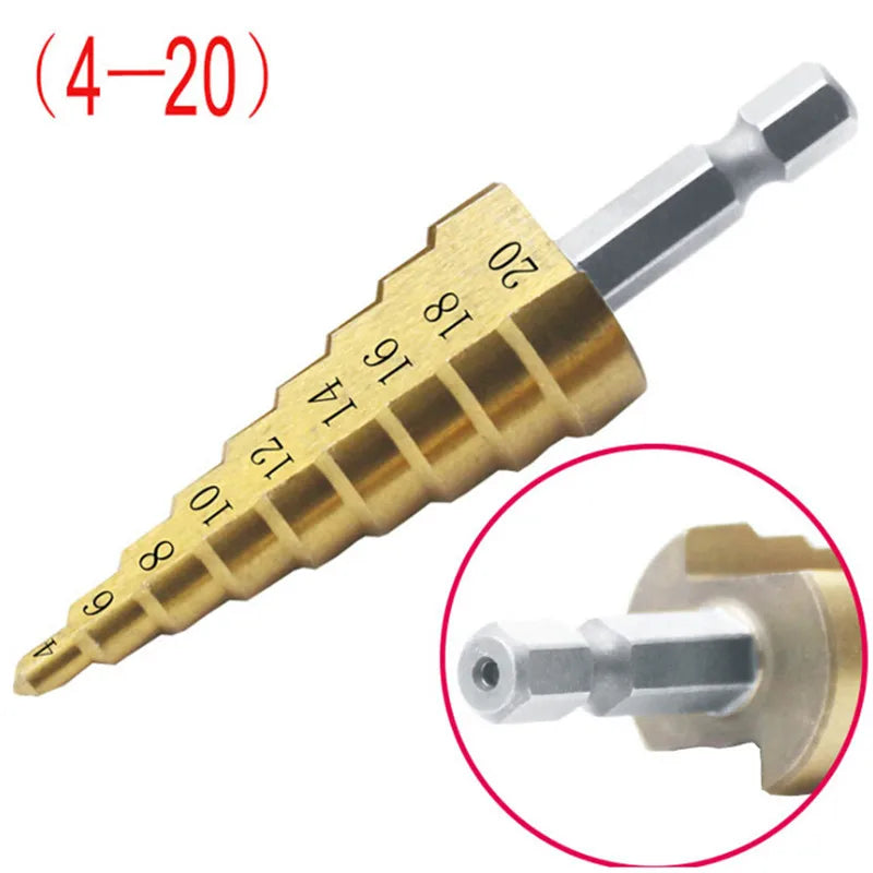 1Pcs 4-12/20/32Mm Large HSS Steel 4241 Steel Step Cone Drill Titanium Bit Set Hole Cutter Hex Core Drill Bits Tool