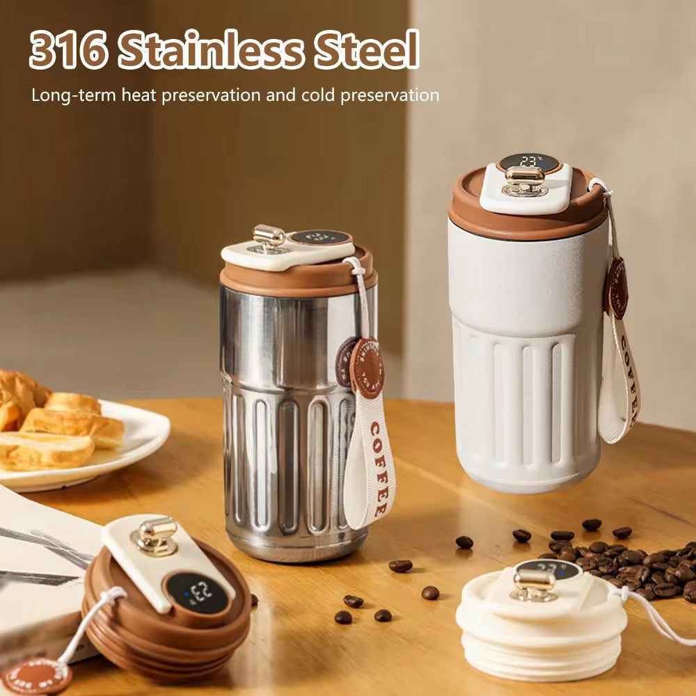 LED Smart Thermos: Stainless Steel Coffee Tumbler with Temperature Display