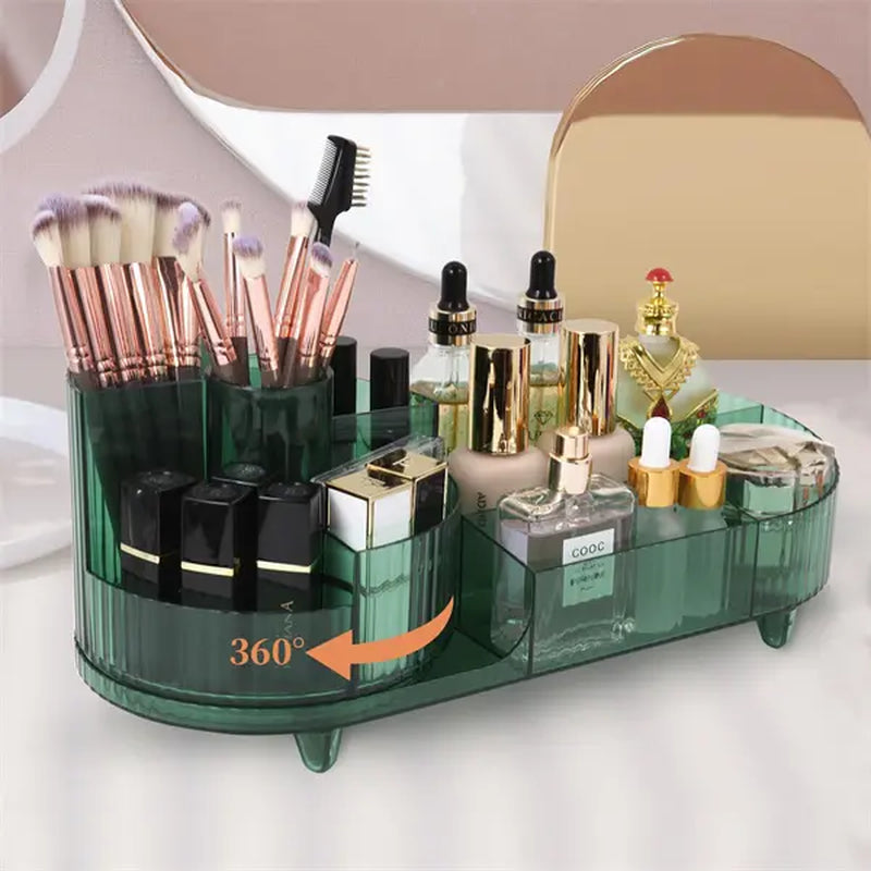 ``360° Rotating Makeup Organizer for Large Cosmetic Collection - Store Your Skincare, Brushes, and Lipsticks with Ease!``