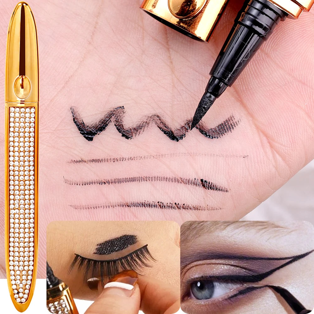 "2-in-1 Self-Adhesive Eyelashes with Quick-Drying Eye Liner Pen"