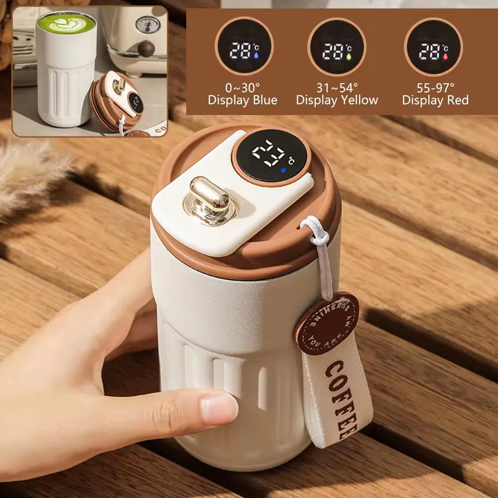 LED Smart Thermos: Stainless Steel Coffee Tumbler with Temperature Display