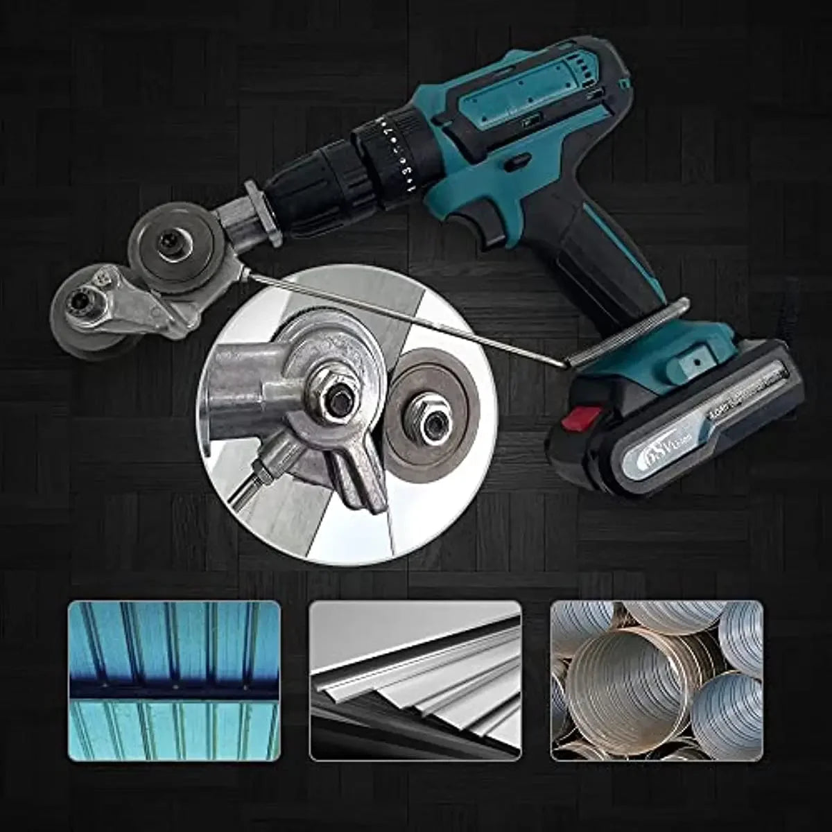 "Double Headed Electric Metal Cutter Attachment for Drills - Cut Plates with Ease!"