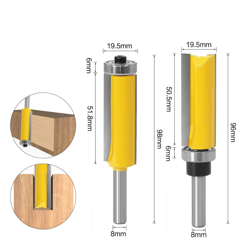 "Premium Set of Flush Trim Router Bits for Precision Woodworking"