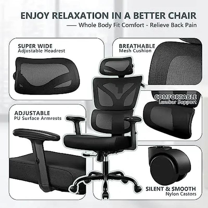 Luxury Ergonomic Office Chair with High Back, Reclining Feature, and Lumbar Support