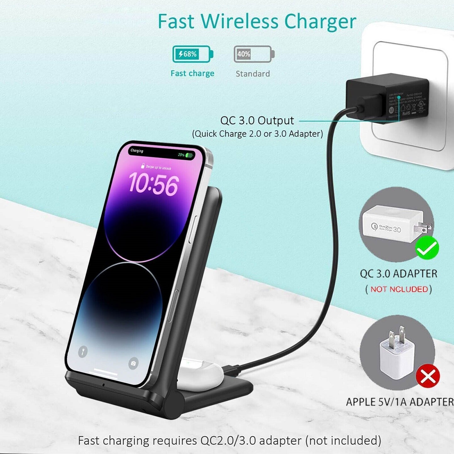 3 in 1 Wireless Charger Dock Charging Station for Apple Watch Iphone 15 14 13 12