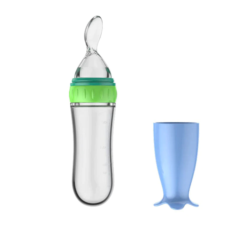 "Squeeze Feeding Bottle: Silicone Newborn Baby Rice Spoon & Cereal Food Feeder Set"