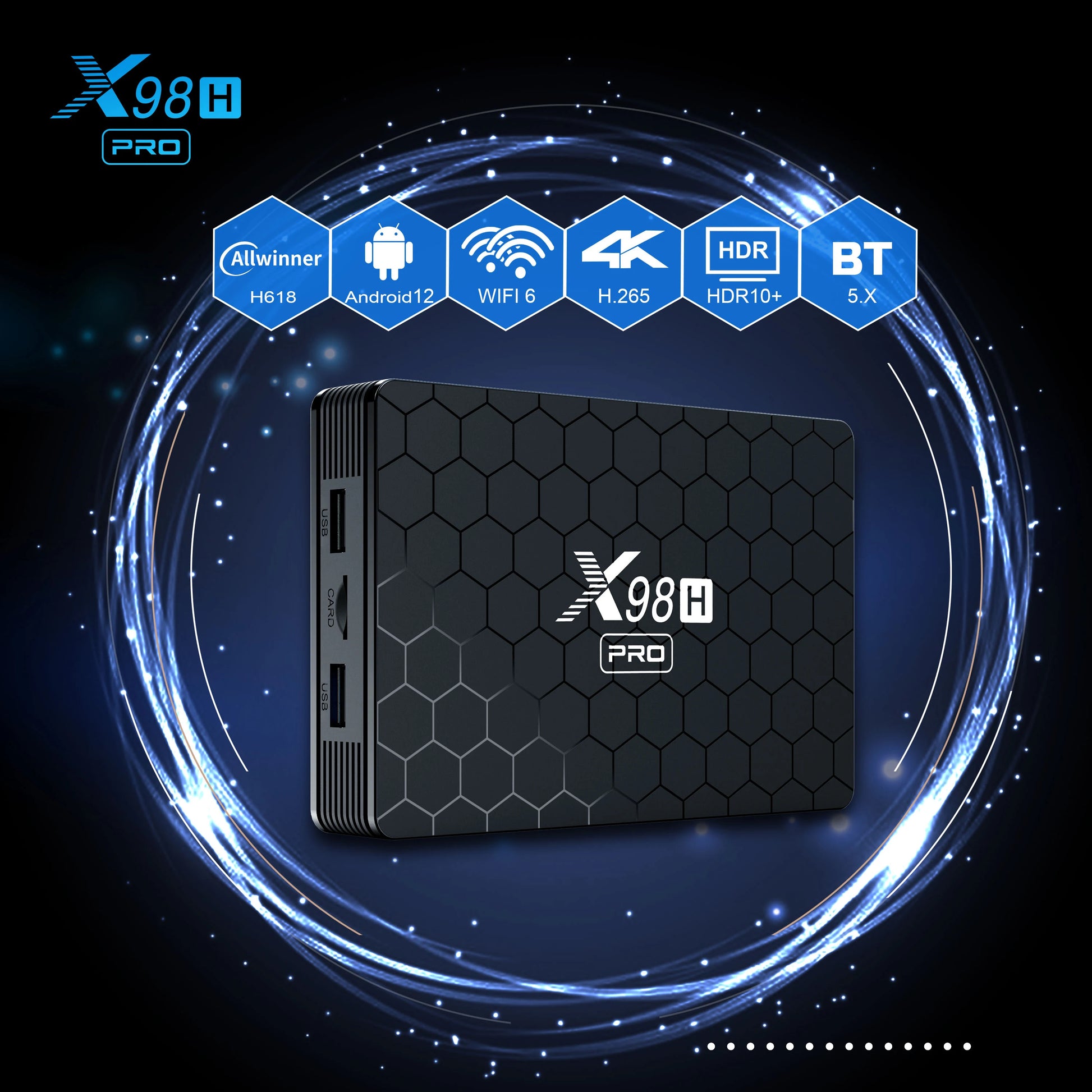 Upgrade your Entertainment with X98H PRO Android 12 Smart TV Box - 4GB RAM, 64GB Storage, Dual Wifi, BT5.0, 4K HD Media Player