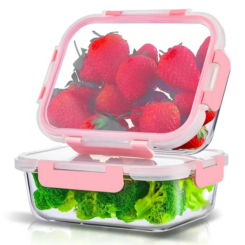 "Set of 12 Glass Food Storage Containers with Leak-Proof Lids - Oven, Microwave, and Dishwasher Safe"